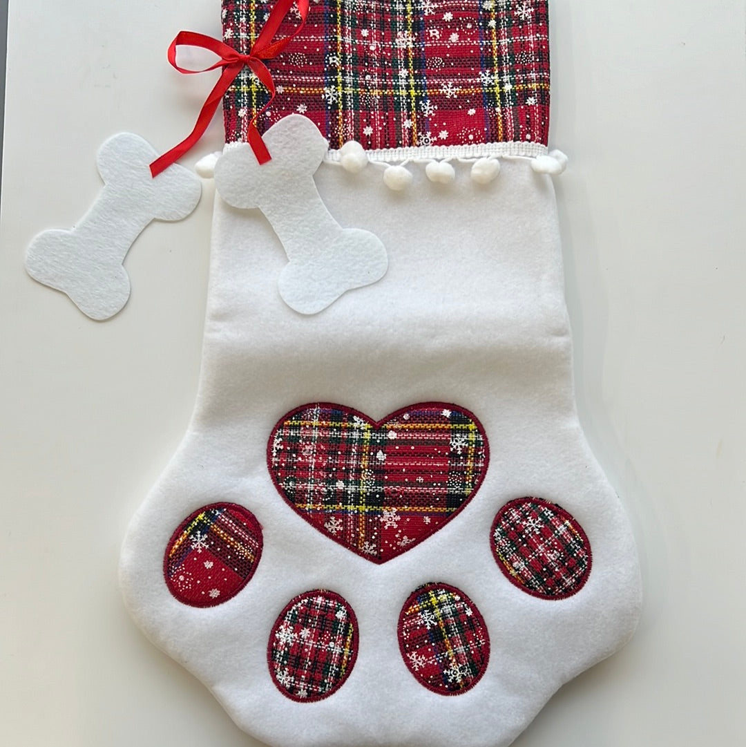Christmas Dog Paw Stocking