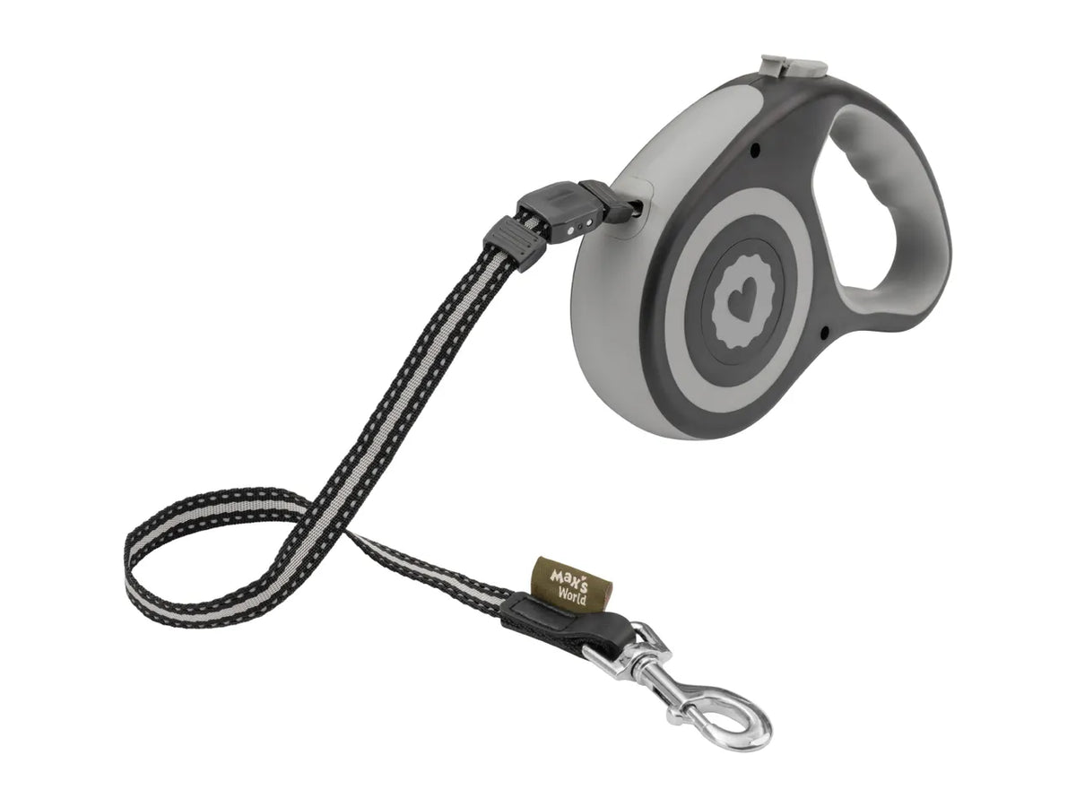 Max & Mila’s Retractable Dog Lead Black and Grey 5 metres