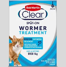 Wormer Treatment For Cats over 1 kg. 2 pipettes