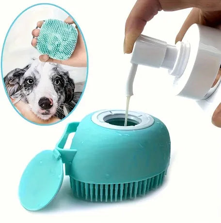 Gentle Pet Brush for Dogs and Cats - Massager and Cleans with Built-in Shower Dispenser